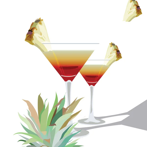 Deux verres à cocktail vecteur — Image vectorielle