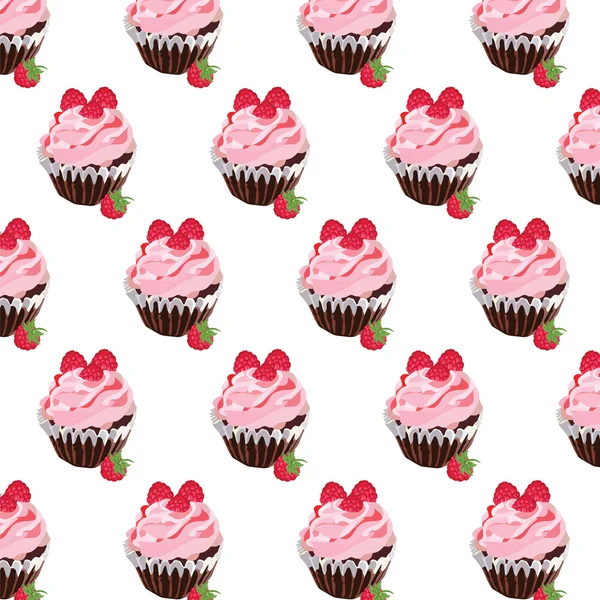 美味的树莓杯蛋糕 — 图库矢量图片