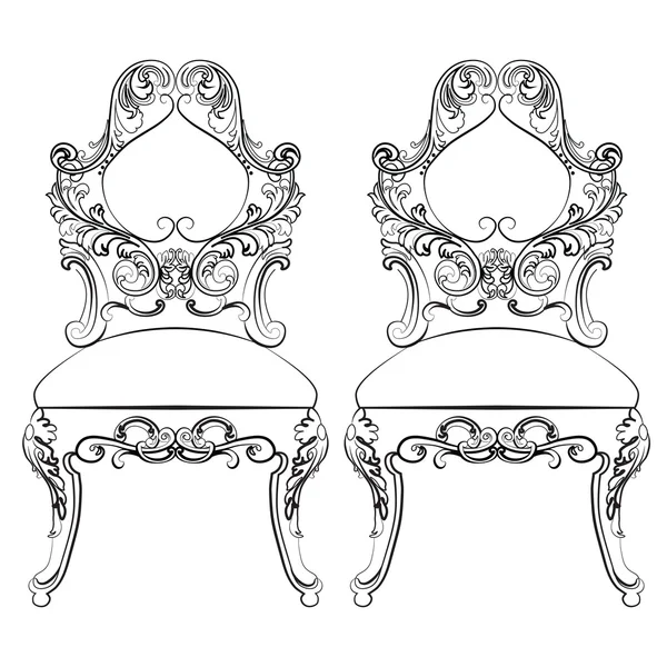 Muebles de sillas Classic Set con ricos ornamentos barrocos — Vector de stock