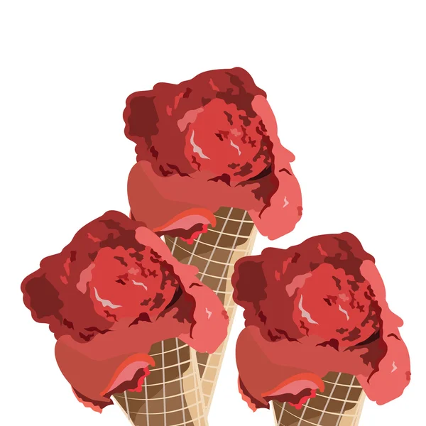 Red Ice cream Cones — Stock Vector