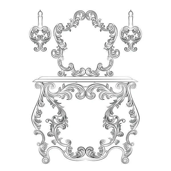 Glamour Fabuleux Baroque Rococo Console Table — Image vectorielle