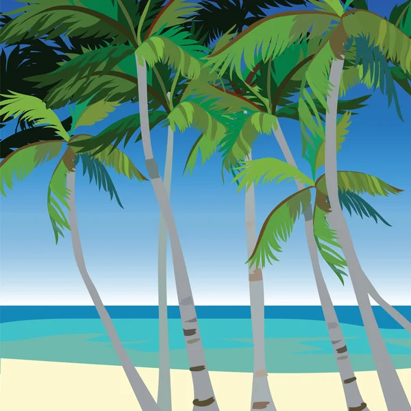 Vector Tropic Beach com palmeiras — Vetor de Stock