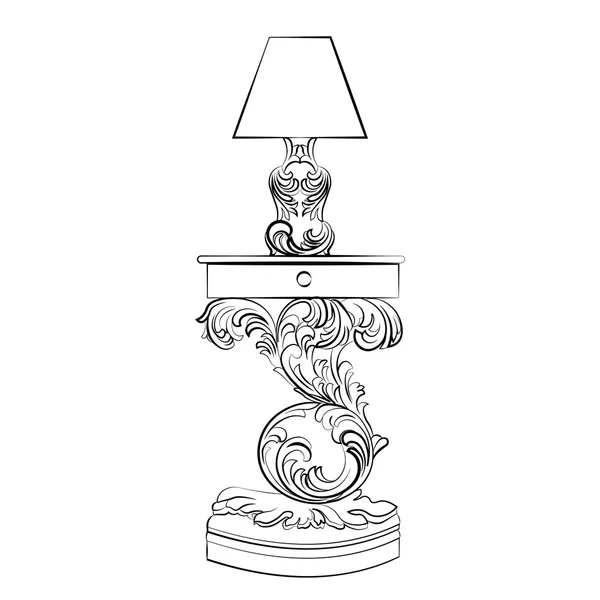 Vektorové Royal lampu a comode stůl s akantovými ornament — Stockový vektor