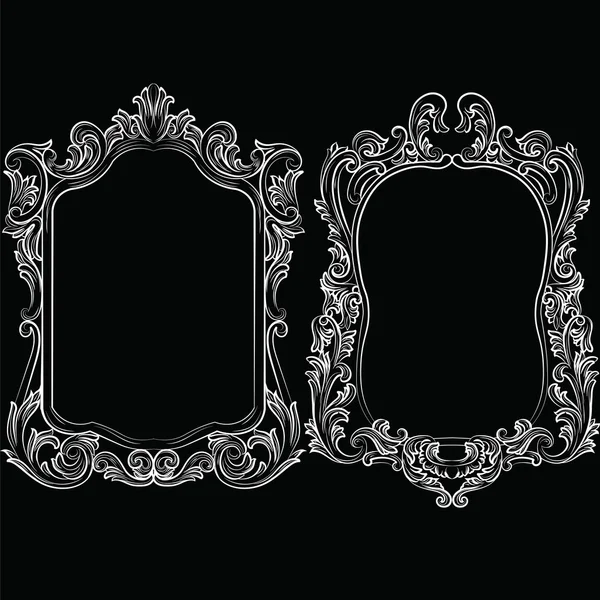 Baroque Rococo Mirror frame decor — Stock Vector