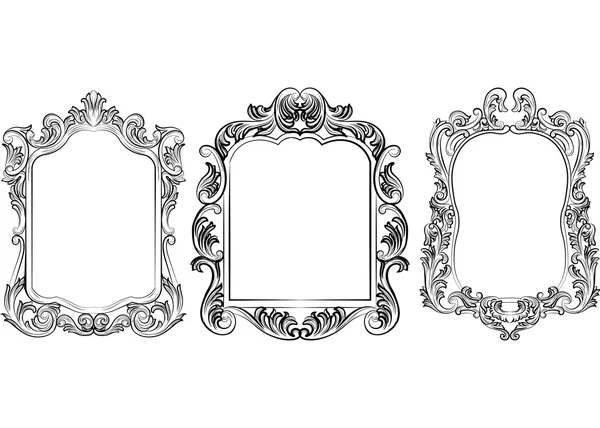 Conjunto de marcos barrocos de decoración vintage — Vector de stock