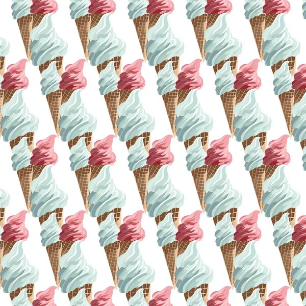 Vector Ice Cream Cones färgglada mönster — Stock vektor