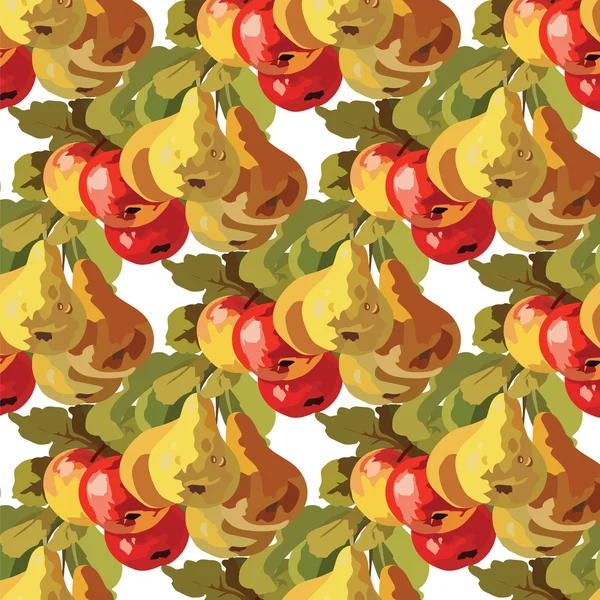 Pêras de aquarela e padrão de frutas de maçã — Vetor de Stock
