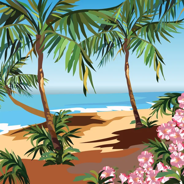 Tropical exotiska Paradise Beach — Stock vektor