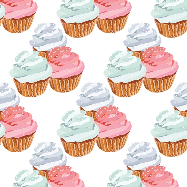 Delicioso patrón de cupcakes — Vector de stock