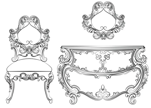 Conjunto de mobiliário barroco Vector Classic — Vetor de Stock