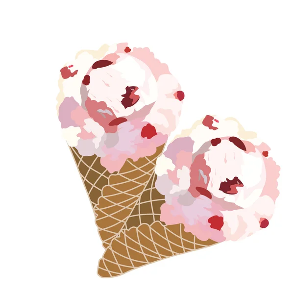 Vector Ice Cream wafel kegels geïsoleerd — Stockvector