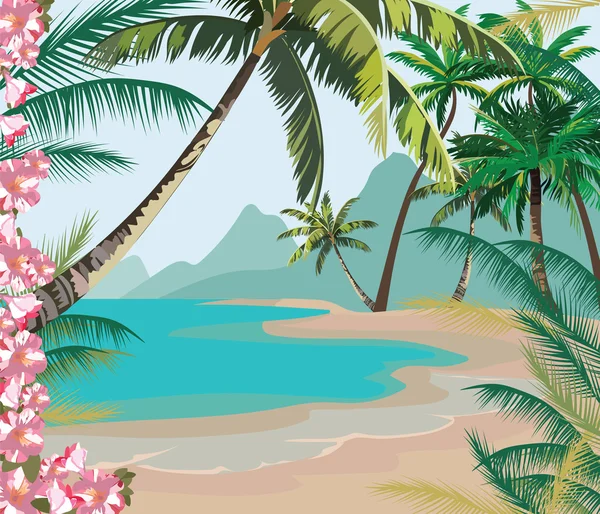热带异域天堂海滩 — 图库矢量图片