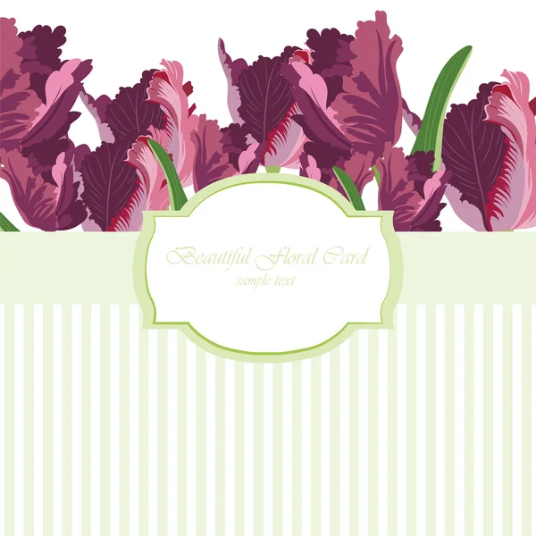 Tarjeta Tulipán Flores Vector — Vector de stock