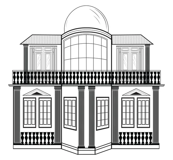 Vetor de fachada arquitetônica — Vetor de Stock