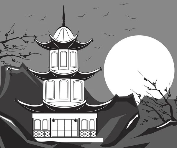 Templo tradicional japonês Vector — Vetor de Stock