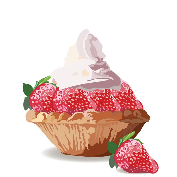 Tart cake with strawberry and cream — Stock Vector