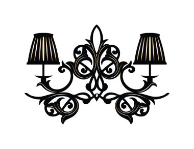 Süsler ile Barok zarif Duvar lambası