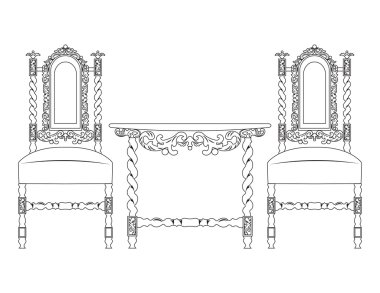 Klasik mobilya zengin süslemeli kümesi