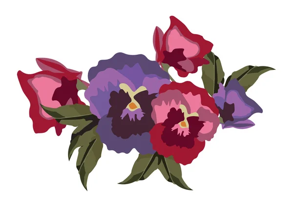 Fleurs colorées vintage isolées — Image vectorielle