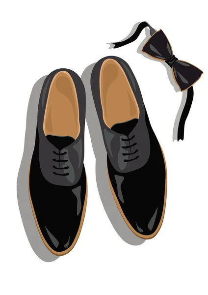 Negro clásico zapatos masculinos vista superior — Vector de stock