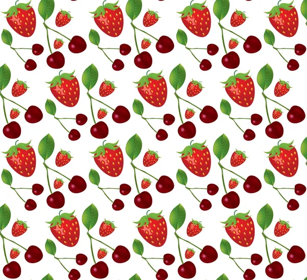 Cereza y fresa vector de verano — Vector de stock