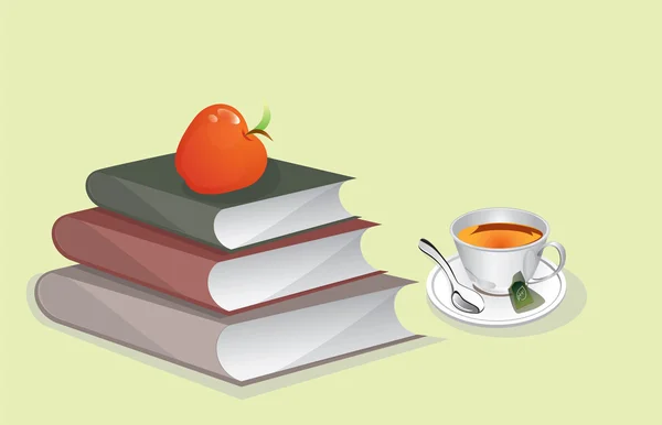 Libri e tazza di tè — Vettoriale Stock