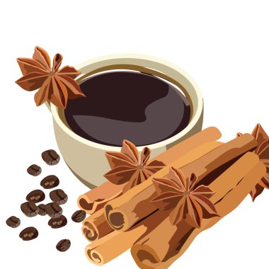 Tarçın ve anason yıldız ile kahve Fincan