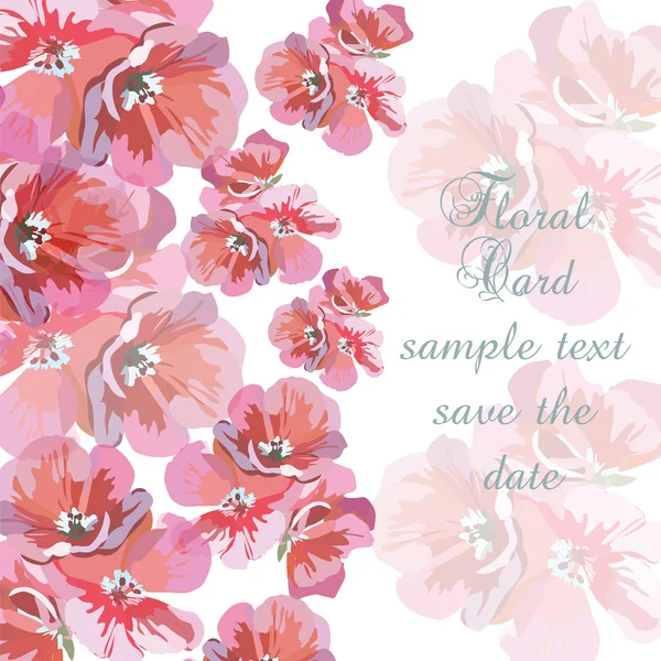 Ευχετήρια κάρτα με ροζ ακρυλικά λουλούδια — Διανυσματικό Αρχείο