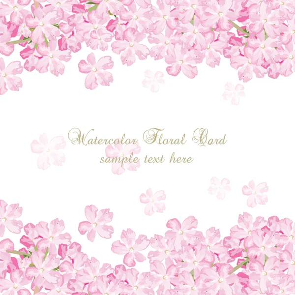 Delicate roze bloemen kaart. Aquarel bloemen illustratie — Stockvector