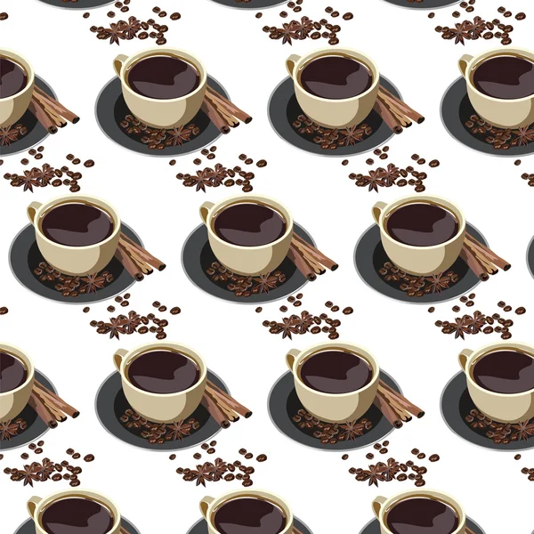 Kopje koffie met kaneel patroon — Stockvector