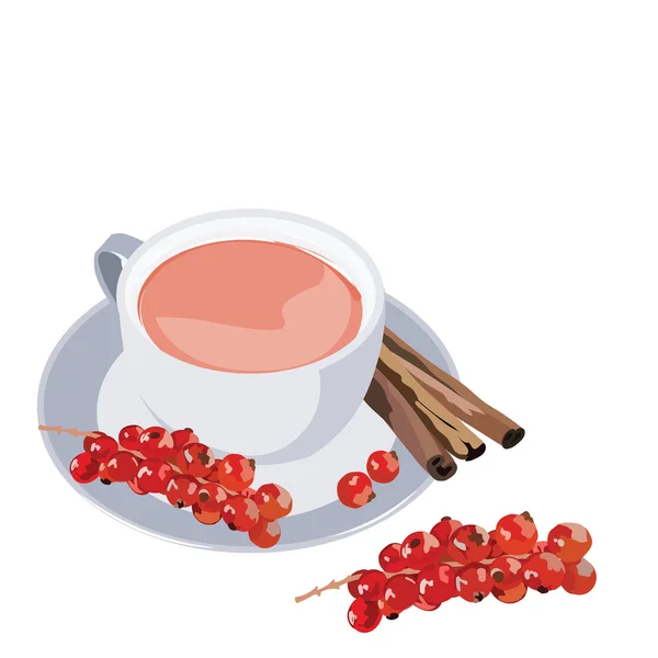 Φλιτζάνι τσάι με κράνμπερι και κανέλα — Διανυσματικό Αρχείο