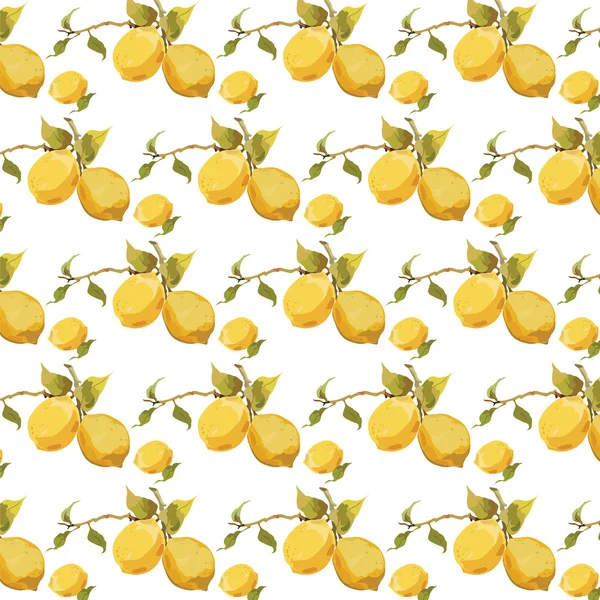 Frische Zitronen Muster isoliert — Stockvektor
