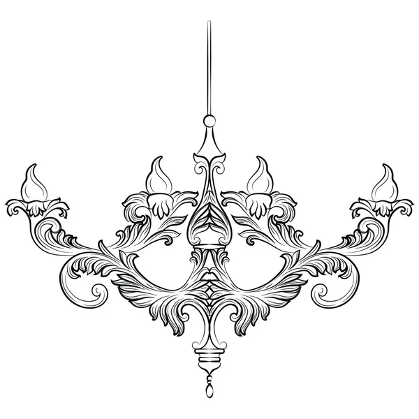Candelier klasik Rich Baroque yang indah - Stok Vektor