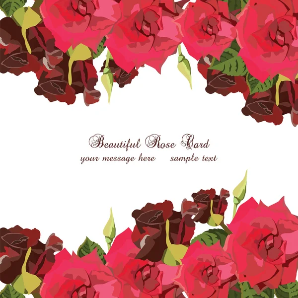 Tarjeta de rosas rojas acuarela — Vector de stock