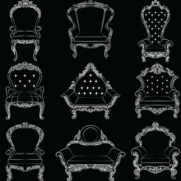 Ensemble de meubles de fauteuil de style baroque de luxe — Image vectorielle