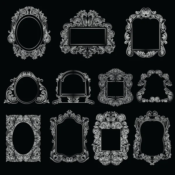 Conjunto de marcos barrocos de decoración vintage — Vector de stock