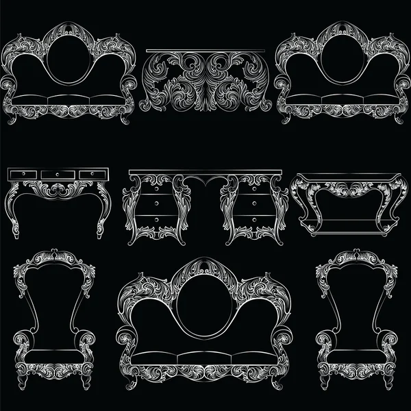 Collection vectorielle de fauteuils de style baroque — Image vectorielle