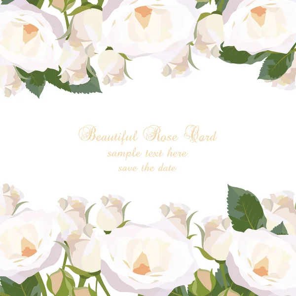 Cartão de rosas branco delicado — Vetor de Stock