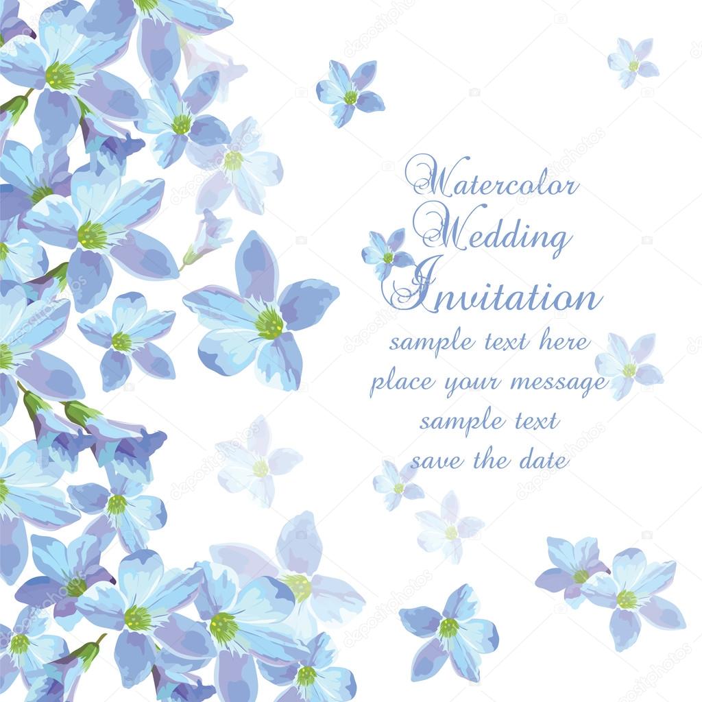 Belle Carte De Fleurs Aquarelle Bleue Image Vectorielle