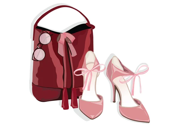 Magnifique shinning Chaussures et sac Accessoire — Image vectorielle