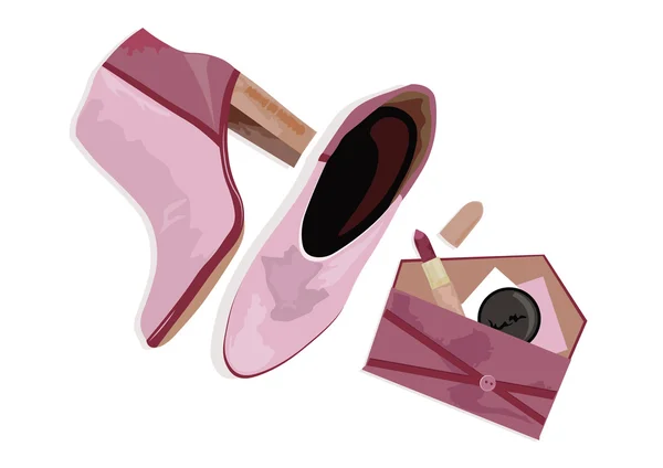 Hermosa rosa brillante botas femeninas — Archivo Imágenes Vectoriales