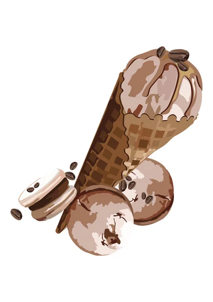 Vetor Sorvete delicioso cone —  Vetores de Stock