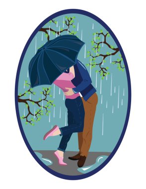 Romantik çift öpüşüyor.