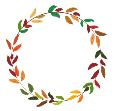 Renkli sonbahar mevsimi yapraklarından yapılan soyut çember