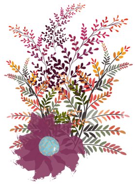 Pembe yabani çiçeğin ve çoklu dalların soyut bileşimi