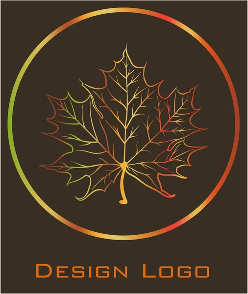 Logo ontwerp van een esdoorn blad in een cirkel. Reflecterende gouden kleur — Stockvector