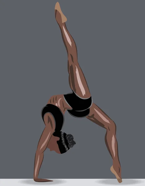 Αθλητική μαυρισμένη γυναίκα με αθλητικά εσώρουχα να κάνει ασκήσεις — Διανυσματικό Αρχείο
