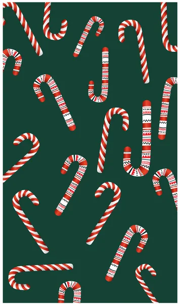 Weihnachten themenbezogene Muster von Süßigkeiten verschiedene Zuckerstangen — Stockvektor