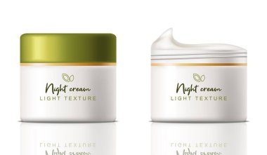 Krem Kozmetik Vektörü gerçekçi. Ürün yerleştirme şişeleri gibi. Paketleme tasarımı etiket losyonları 3d