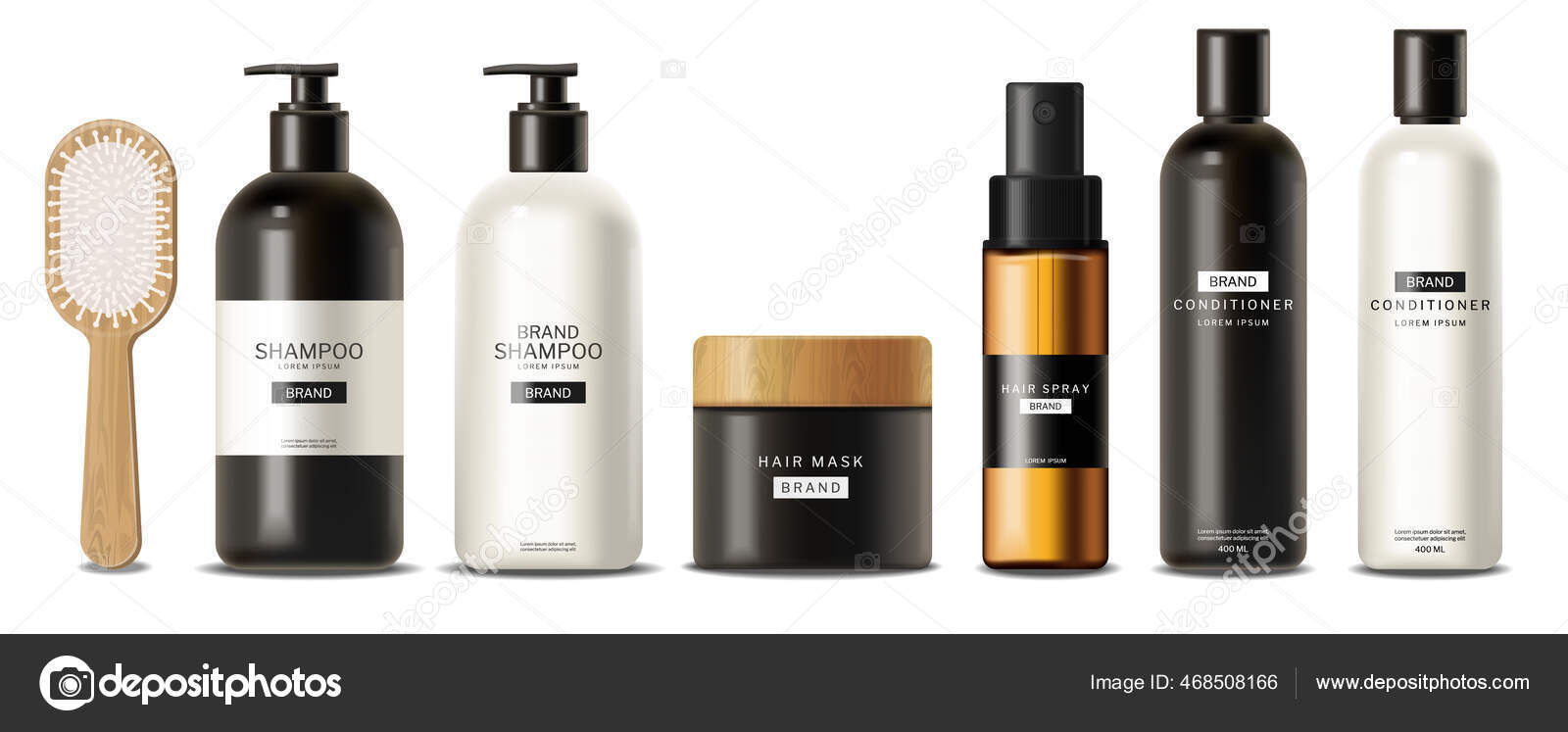 Cosmetics bottles poster. Skin and hair care beauty products, realistic  objects 3d mockup, cream, shampoo and tonic plastic containers, advertising  banner, vector isolated concept Stock Vector